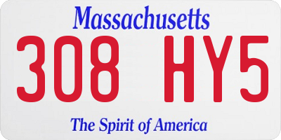MA license plate 308HY5