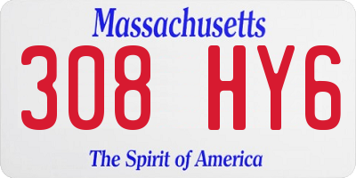 MA license plate 308HY6