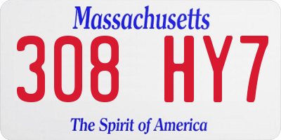 MA license plate 308HY7
