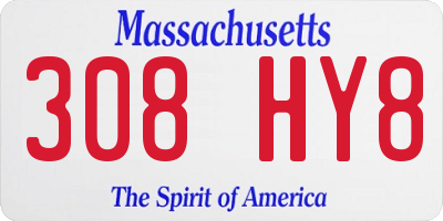 MA license plate 308HY8