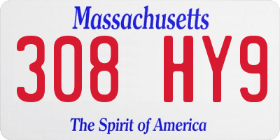 MA license plate 308HY9