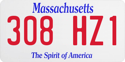 MA license plate 308HZ1