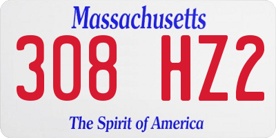 MA license plate 308HZ2