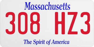 MA license plate 308HZ3