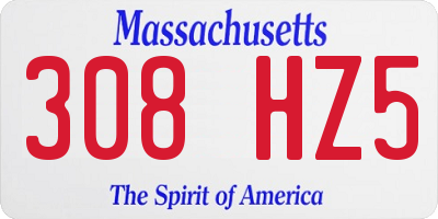 MA license plate 308HZ5