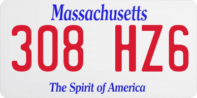 MA license plate 308HZ6