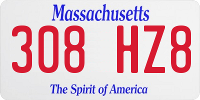 MA license plate 308HZ8