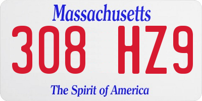 MA license plate 308HZ9