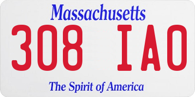 MA license plate 308IA0