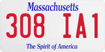 MA license plate 308IA1