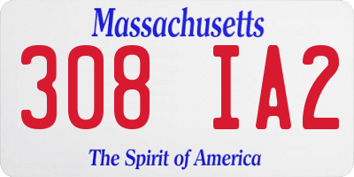 MA license plate 308IA2