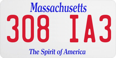 MA license plate 308IA3