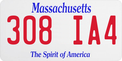 MA license plate 308IA4