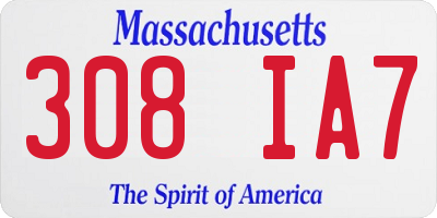 MA license plate 308IA7