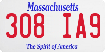 MA license plate 308IA9