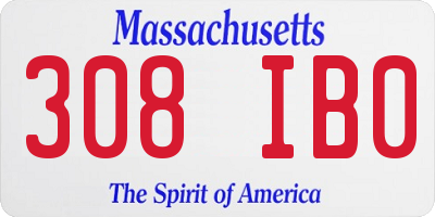 MA license plate 308IB0