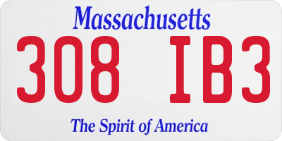 MA license plate 308IB3