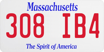 MA license plate 308IB4