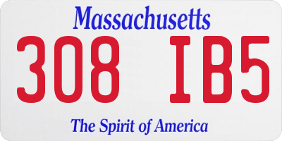 MA license plate 308IB5