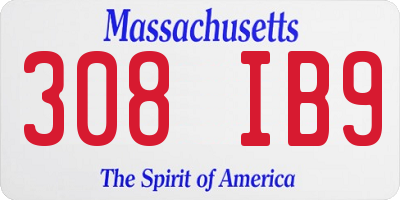 MA license plate 308IB9