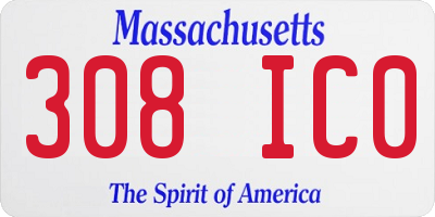 MA license plate 308IC0