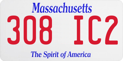 MA license plate 308IC2