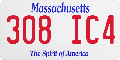 MA license plate 308IC4