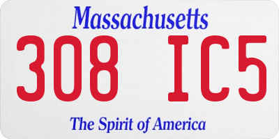 MA license plate 308IC5