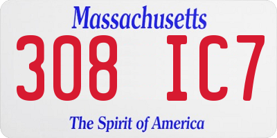 MA license plate 308IC7