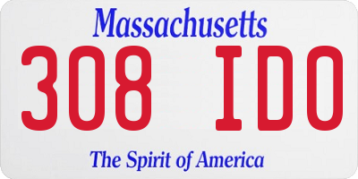 MA license plate 308ID0
