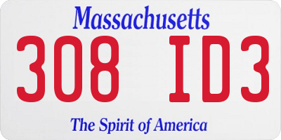MA license plate 308ID3