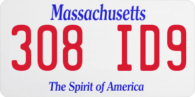 MA license plate 308ID9
