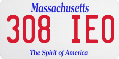 MA license plate 308IE0
