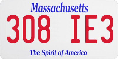 MA license plate 308IE3