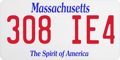 MA license plate 308IE4