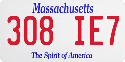 MA license plate 308IE7