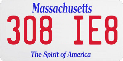 MA license plate 308IE8