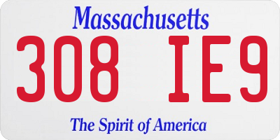 MA license plate 308IE9