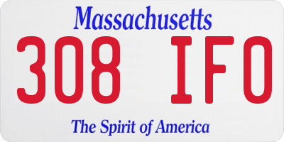 MA license plate 308IF0
