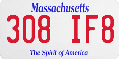 MA license plate 308IF8