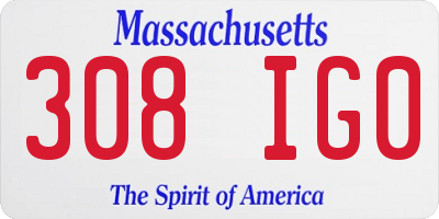 MA license plate 308IG0