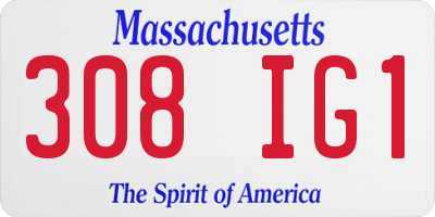 MA license plate 308IG1