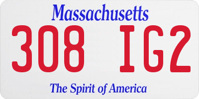MA license plate 308IG2