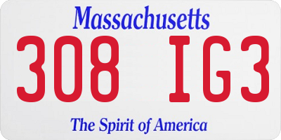 MA license plate 308IG3