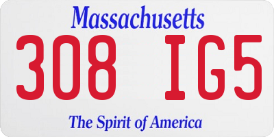 MA license plate 308IG5