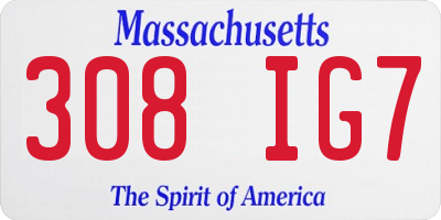 MA license plate 308IG7