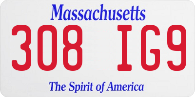 MA license plate 308IG9