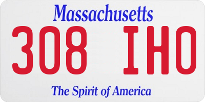 MA license plate 308IH0