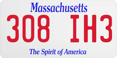 MA license plate 308IH3