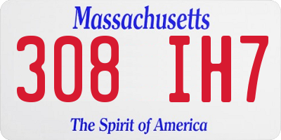 MA license plate 308IH7